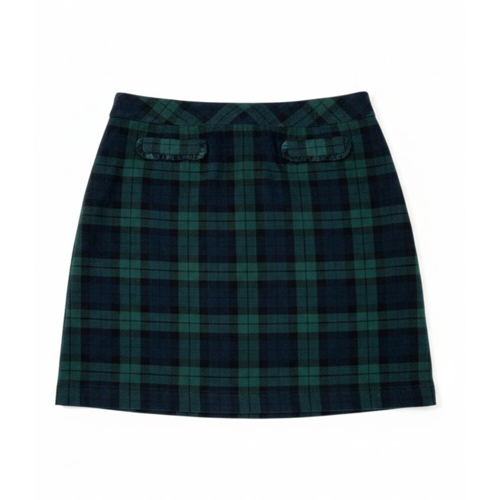 NWT Talbots Green Black Plaid Corduroy Mini Skirt Size 14 Black Watch